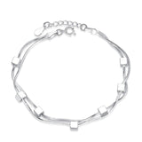 Silver Stars Charm Bracelet Link Chain Women Anniverssary Jewelry Gift