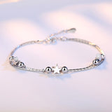 Silver Stars Charm Bracelet Link Chain Women Anniverssary Jewelry Gift