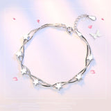 Silver Stars Charm Bracelet Link Chain Women Anniverssary Jewelry Gift