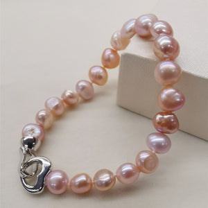 Genuine Women's Freshwater Pearl Bracelet Dark Pearl Link Chain Fine Pearl Jewelry