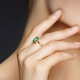 Natural Vintage Emerald Ring 18K Yellow Gold Women's Wedding Bridal Jewelry