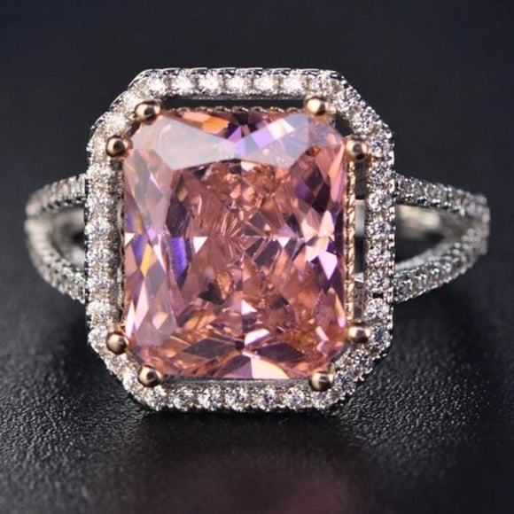 Natural Pink Spinel Gemstone Ring 925 Sterling Silver Women's Wedding Jewelry