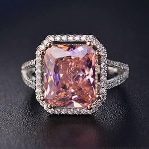 Natural Pink Spinel Gemstone Ring 925 Sterling Silver Women's Wedding Jewelry