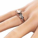 Vintage Garnet Wedding Ring 14K Rose Gold 925 Sterling Silver Round Cut Women's Jewelry