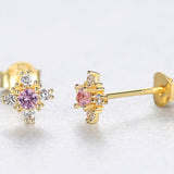 Purple Amethyst Gemstone Stud Earrings Silver For Women Wedding Jewelry