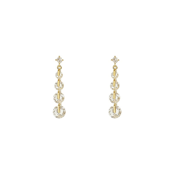 Luxurious White Sapphire Gemstone Earrings Women's Golden Jewelry