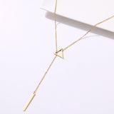 Triangle Double Pendant Chain Necklaces Women Stainless Steel Jewelry