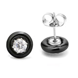 Round Pink Zircon Stud Earrings Ceramic Women Wedding Jewelry