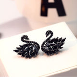 Elegant Black Swan Vintage Stud Earrings Personality Women's Jewelry