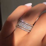 White Zircon Silver Ring Women's Engagement Jewelry