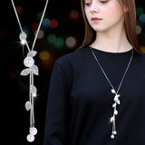 Luxury White Pearl Necklace Long Chain Women Engagement Jewelry