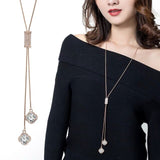 Luxury White Pearl Necklace Long Chain Women Engagement Jewelry