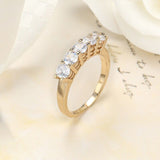 Five Zircon Gemstones Ring For Women 18 k yellow Gold Jewelry