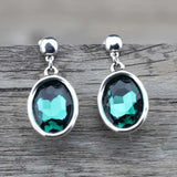 Vintage Silver Gemstone Earrings Jewelry Round Crystal Charms For Women Female