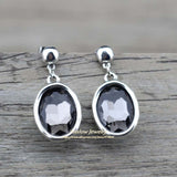 Vintage Silver Gemstone Earrings Jewelry Round Crystal Charms For Women Female