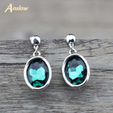 Vintage Silver Gemstone Earrings Jewelry Round Crystal Charms For Women Female