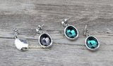 Vintage Silver Gemstone Earrings Jewelry Round Crystal Charms For Women Female