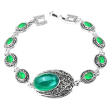 Ancient Retro Silver Oval Red Jewelry Set Women Necklace Ring Earrings