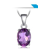 Natural Amethyst Gemstone Pendant Necklace 925 Sterling Silver Women's Jewelry