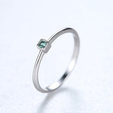 Green Gemstone Silver Engagement Ring Women's Wedding Jewelry