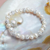 Natural Freshwater White Pearl Bracelet Bangles Women's Luxurious Party Jewelry