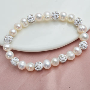 Natural Freshwater White Pearl Bracelet Bangles Women's Luxurious Party Jewelry