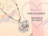 Natural CZ Heart Pendant Choker Necklace 925 Sterling Silver Chain Women Jewelry