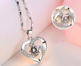 Natural CZ Heart Pendant Choker Necklace 925 Sterling Silver Chain Women Jewelry