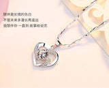 Natural CZ Heart Pendant Choker Necklace 925 Sterling Silver Chain Women Jewelry