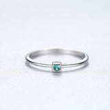 Green Gemstone Silver Engagement Ring Women's Wedding Jewelry