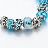 Vintage Blue Beads Bangle Bracelet Women Anniverssary Jewelry