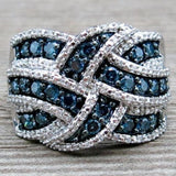 Blue Zircon Gemstone Engagement Ring 925 Silver Women Jewelry