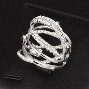 Luxury Multilayer Engagement Ring 18K Rose Gold Women Jewelry