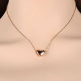 Rose Gold Heart Link Chain Pendant Necklace Titanium Jewelry For Women