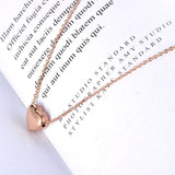 ROSE GOLD HEART LINK CHAIN PENDANT NECKLACE TITANIUM JEWELRY FOR WOMEN