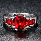 Natural Red AAA Cubic Zirconia Ring 925 Sterling Silver Women's Engagement Jewel