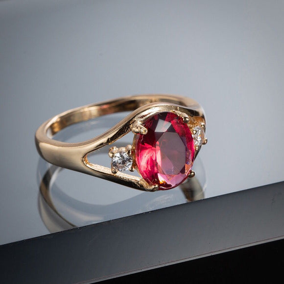 Luxurious Red Ruby Gemstone Ring Women's Engagement Jewelry