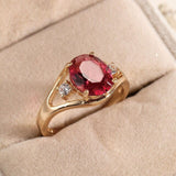 Luxurious Red Ruby Gemstone Ring Women's Engagement Jewelry