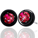 Round Black White Pink Zircon Ceramic Stud Earrings Wedding Jewelry