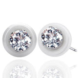 Round Black White Pink Zircon Ceramic Stud Earrings Wedding Jewelry