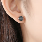 Vintage Black Gemstone Stud Earrings 14k Rose Gold Women's Party Jewelry