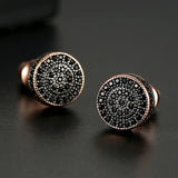 Vintage Black Gemstone Stud Earrings 14k Rose Gold Women's Party Jewelry