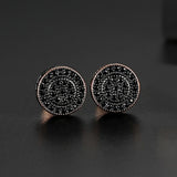 Vintage Black Gemstone Stud Earrings 14k Rose Gold Women's Party Jewelry