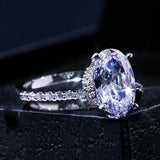 Oval White Sapphire Ring Classic Wedding Silver Jewelry