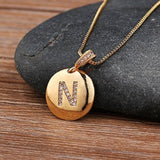 Women Customized Pendant Necklace Gold Initial Letter Jewelry