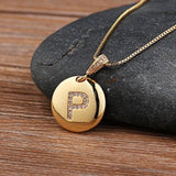 Women Customized Pendant Necklace Gold Initial Letter Jewelry