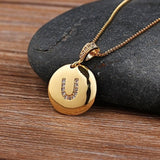 Women Customized Pendant Necklace Gold Initial Letter Jewelry