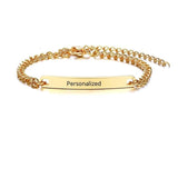 Personalize Baby Name Bracelet Chain Smooth Bangle Link Gold Tone Jewelry