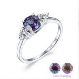 Genuine Alexandrite Gemstone Ring Solid 925 Sterling Silver Women's Color Change