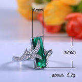 Emerald Ring With Diamond Silver 925 RingsGemstone Women Wedding Jewelry